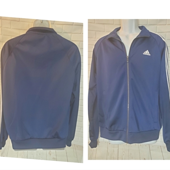 Adidas 3 Stripes Navy Blue Track Suit Jacket - Picture 1 of 8